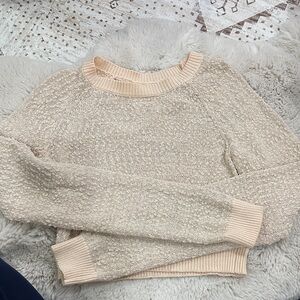 Women's Tildon Cream cropped Sweater with subtle sparkle Small